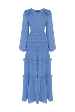VESTIDO LONGO CHIFFON DAYDREAM AZUL