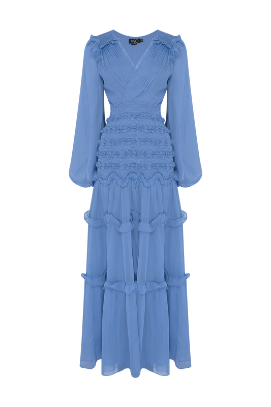 VESTIDO LONGO CHIFFON DAYDREAM AZUL
