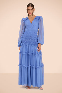 VESTIDO LONGO CHIFFON DAYDREAM AZUL