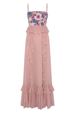 VESTIDO LONGO CHIFFON DAYDREAM LARANJA CLARO