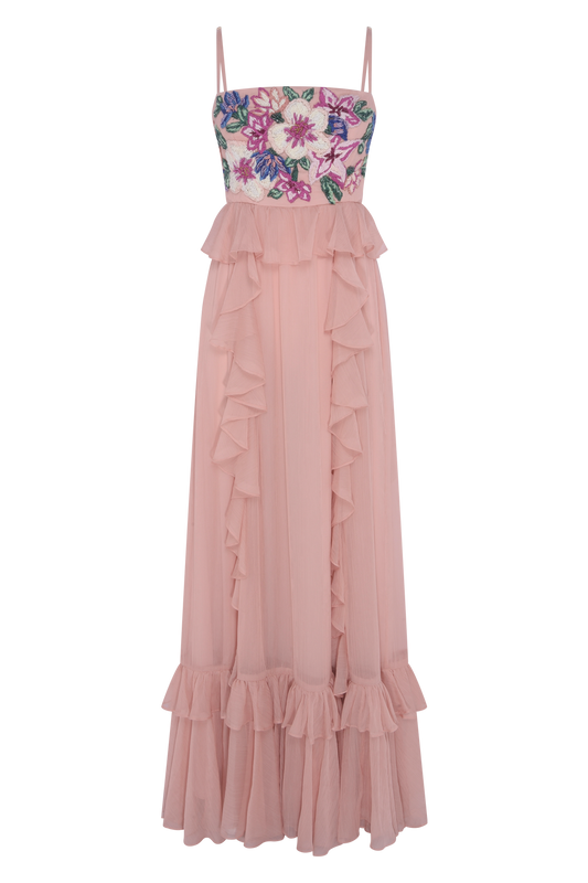 VESTIDO LONGO CHIFFON DAYDREAM LARANJA CLARO