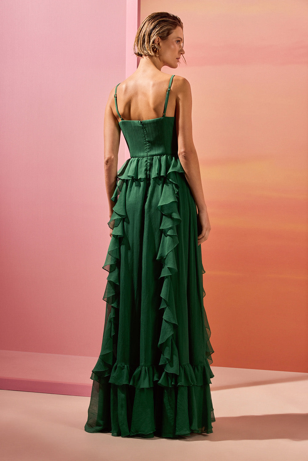 VESTIDO LONGO CHIFFON DAYDREAM VERDE
