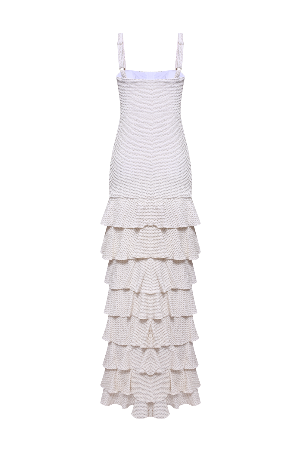 VESTIDO LONGO MALHA GAVEA OFF WHITE
