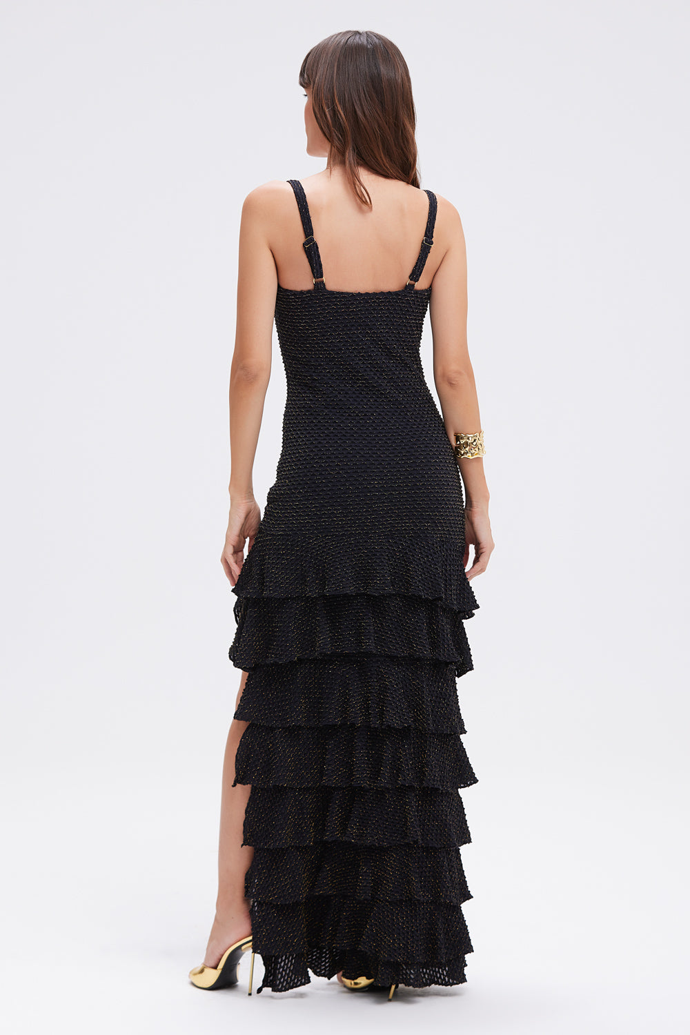 VESTIDO LONGO MALHA GAVEA PRETO