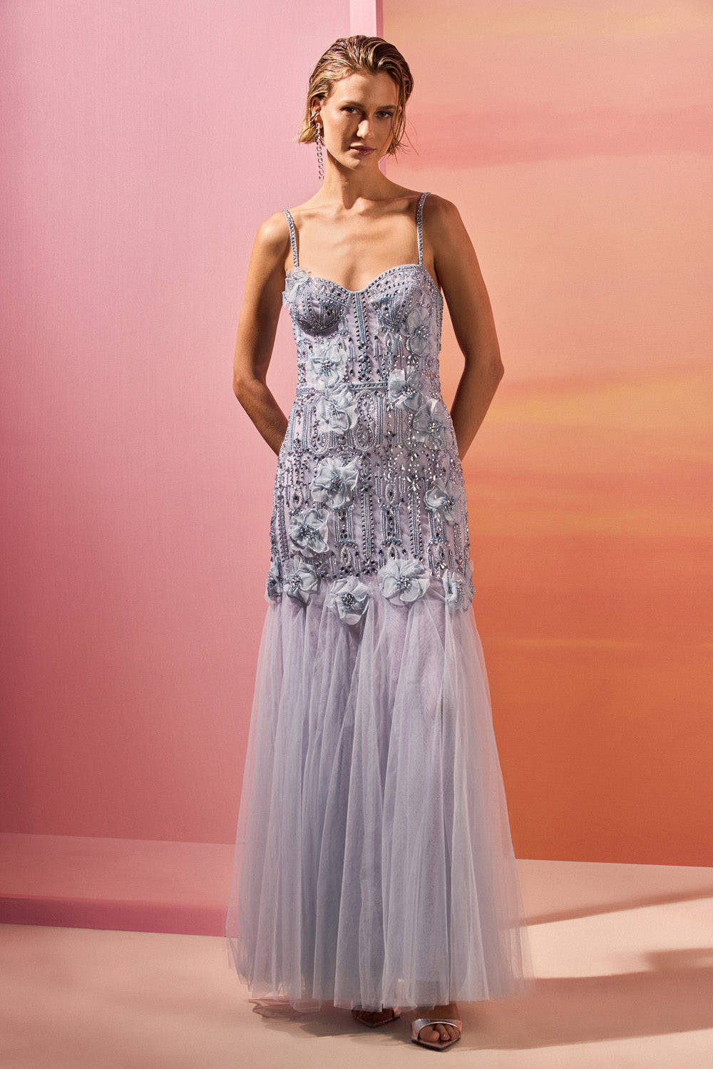 VESTIDO LONGO CRYSTAL MOONLIGHT AZUL CLARO