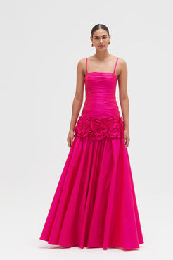 VESTIDO LONGO TAFETÁ BLOOM ROSA