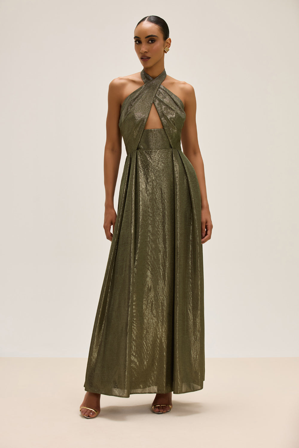 VESTIDO LONGO LUREX ASTER PRETO