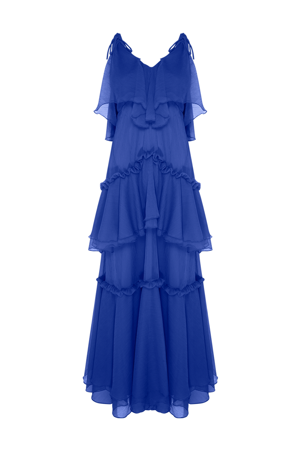 VESTIDO LONGO SILKY PLISSE ÉCHO AZUL