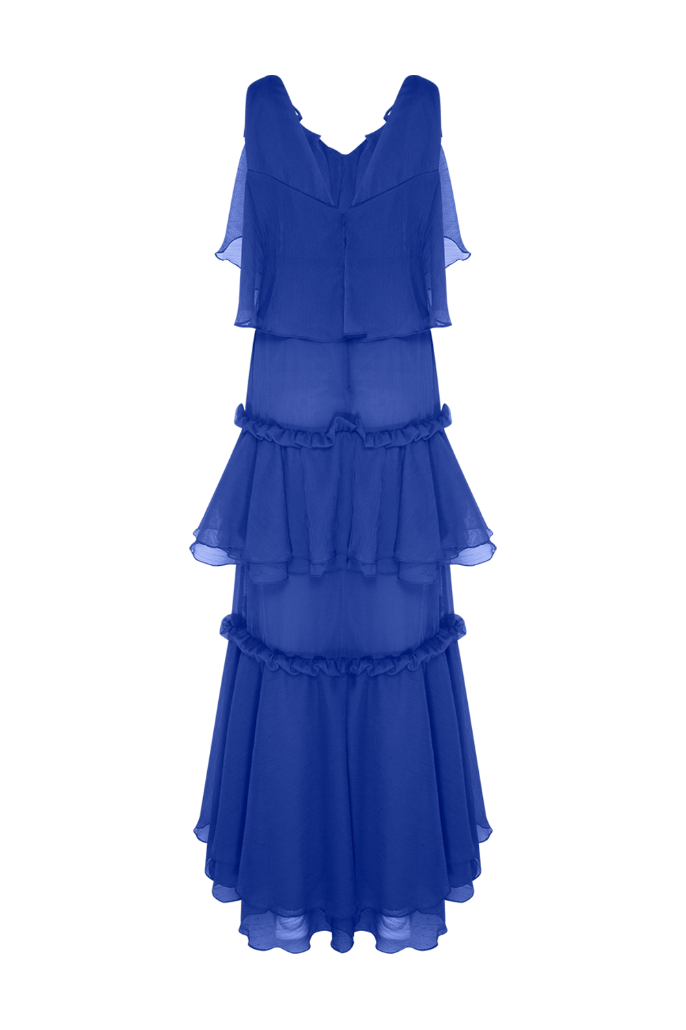 VESTIDO LONGO SILKY PLISSE ÉCHO AZUL