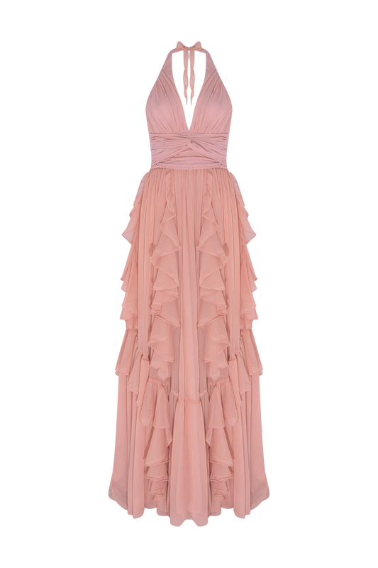 VESTIDO LONGO CHIFFON DAYDREAM LARANJA CLARO
