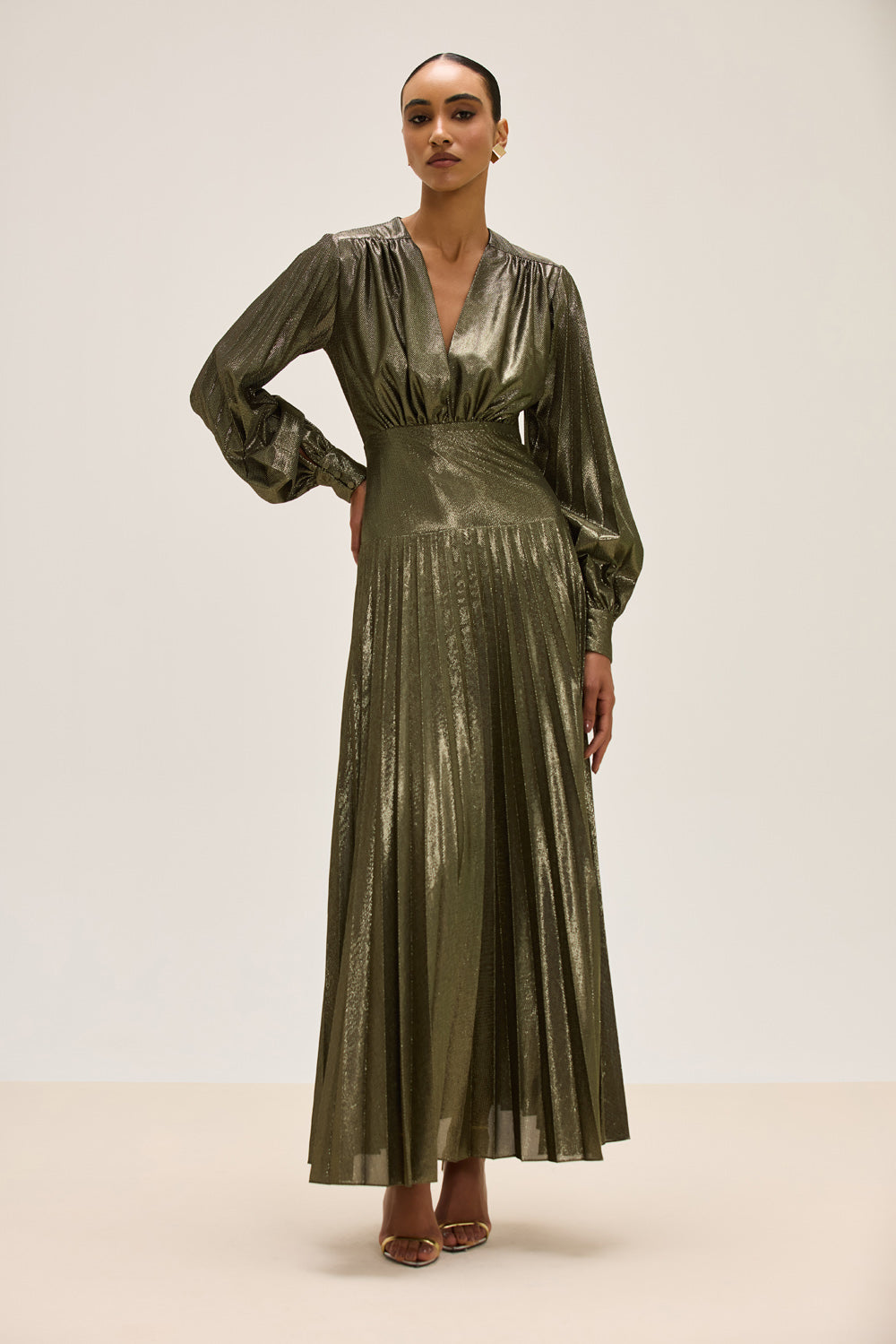 VESTIDO LONGO LUREX ASTER PRETO