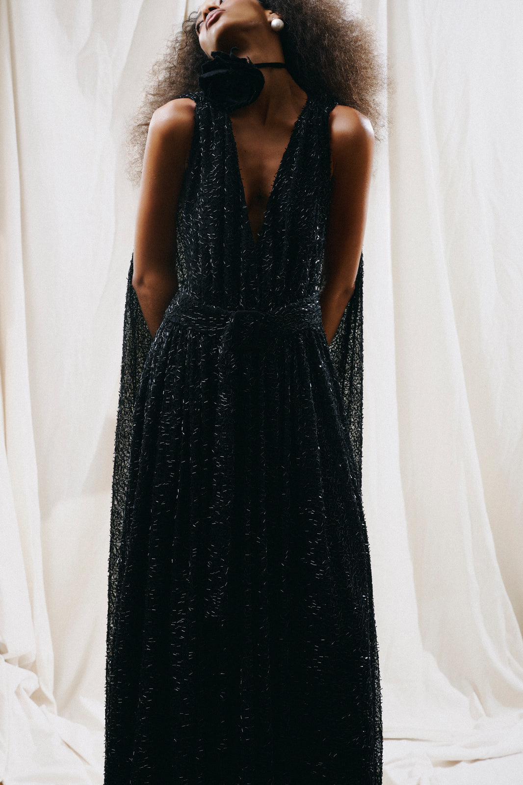VESTIDO LONGO PAETÊ ANNIE PRETO