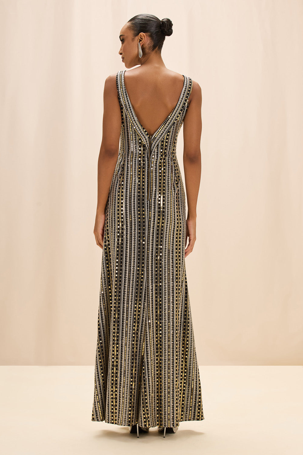 VESTIDO LONGO PAETÊ AURIC PRETO