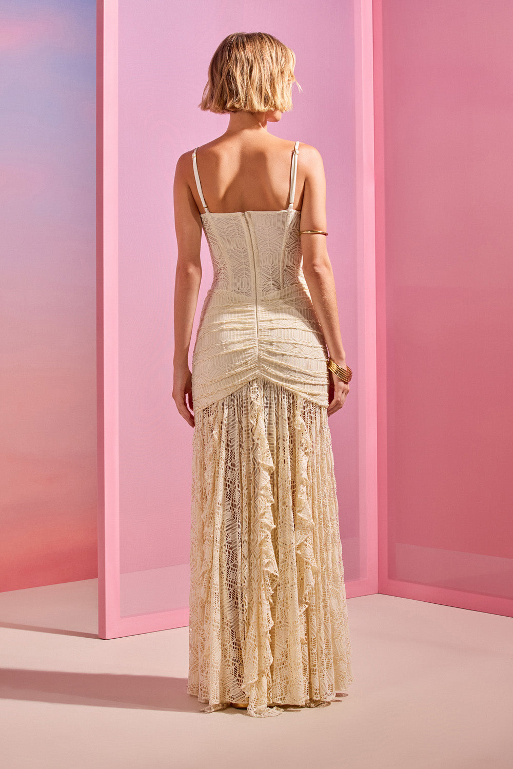 VESTIDO LONGO SAMBA FRINGE OFF WHITE