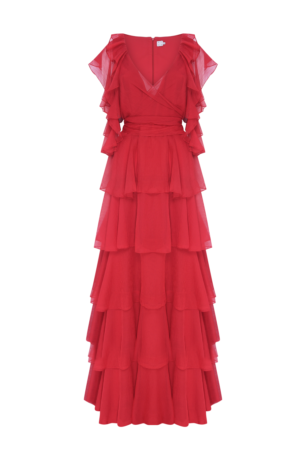 VESTIDO LONGO SILKY PLISSE ÉCHO VERMELHO