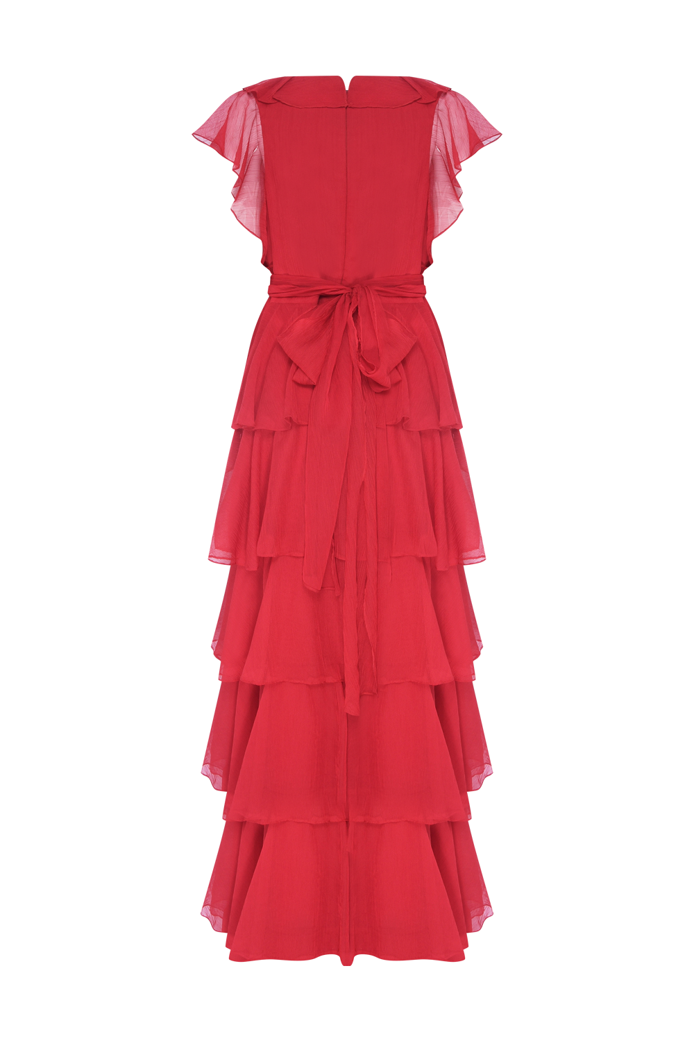 VESTIDO LONGO SILKY PLISSE ÉCHO VERMELHO