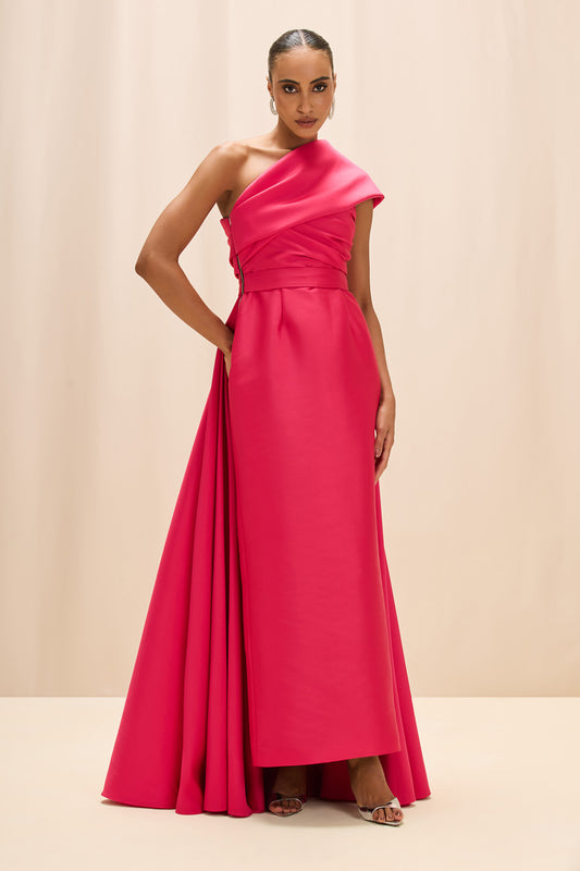 VESTIDO LONGO ZIBELINE MEMORY FUCSIA