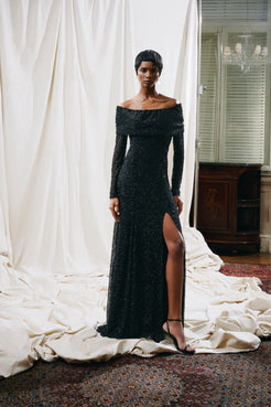 VESTIDO LONGO PAETÊ ANNIE PRETO