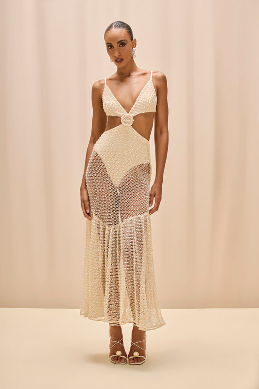 VESTIDO LONGO CROCHET BLOOM BEGE