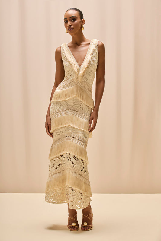 VESTIDO LONGO TELA LYCRA BEGE