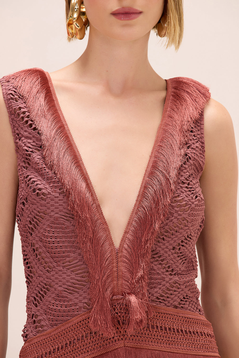 VESTIDO LONGO TELA LYCRA MARROM