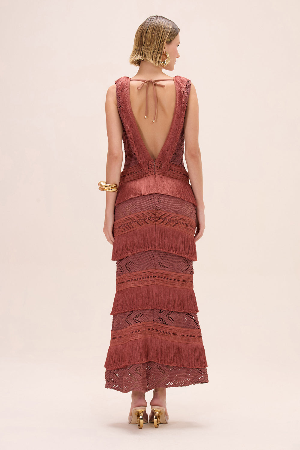 VESTIDO LONGO TELA LYCRA MARROM