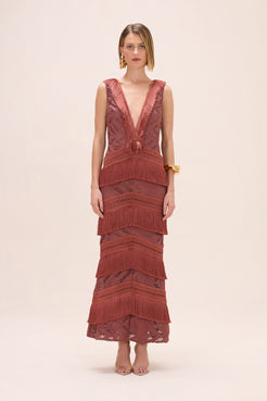 VESTIDO LONGO TELA LYCRA MARROM