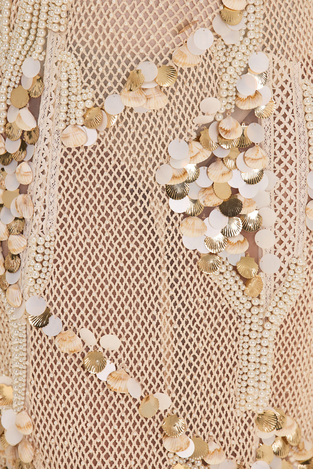 VESTIDO LONGO SEASHELL EMBROIDERY OFF WHITE