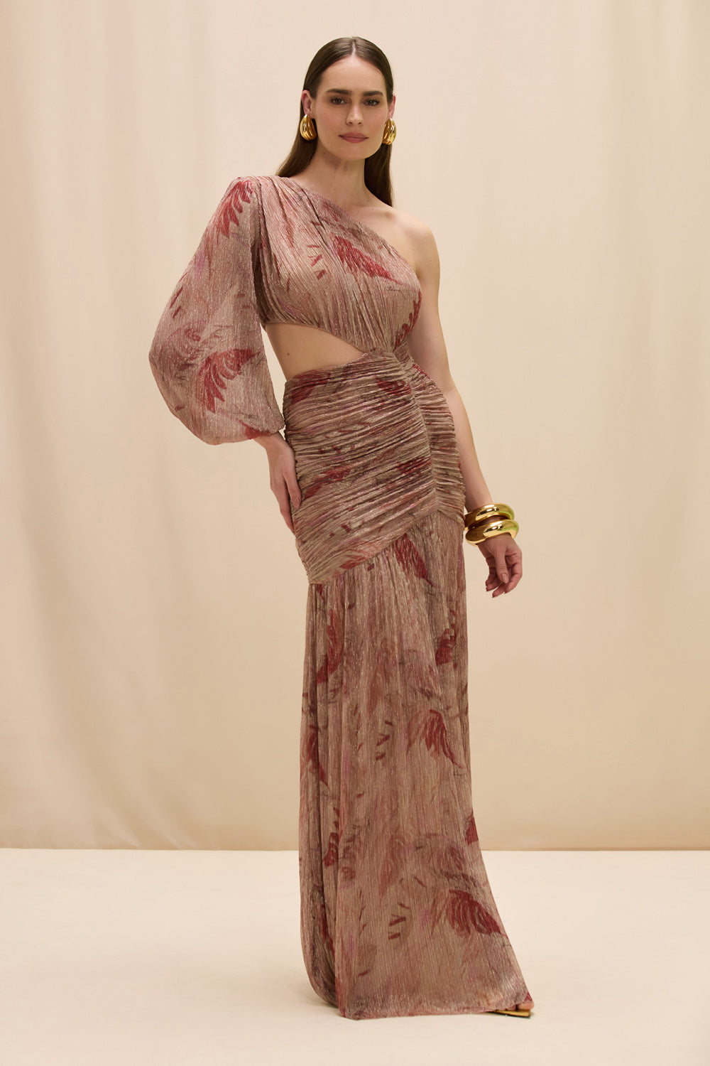 VESTIDO LONGO FEATHERS ROSE