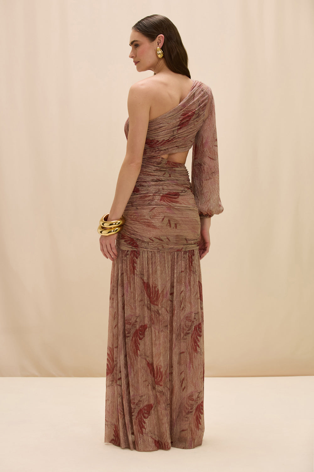 VESTIDO LONGO FEATHERS ROSE
