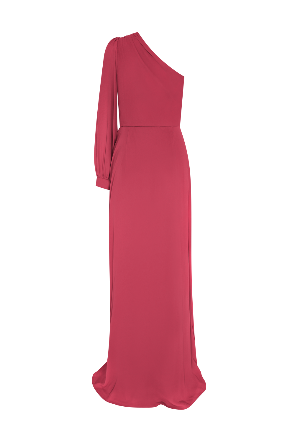 VESTIDO LONGO OMBRO ÚNICO CREPE GRACE  VERMELHO ESCURO