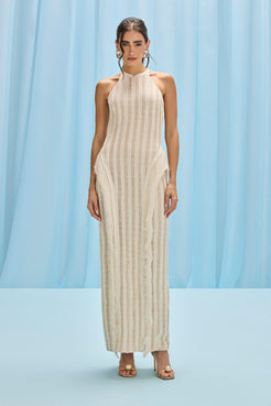VESTIDO LONGO TELA CELESTE OFF WHITE