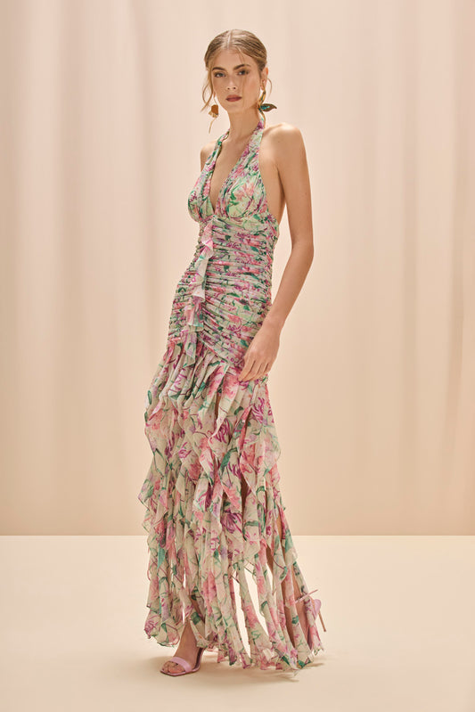 VESTIDO LONGO HONEY FLOWER VERDE