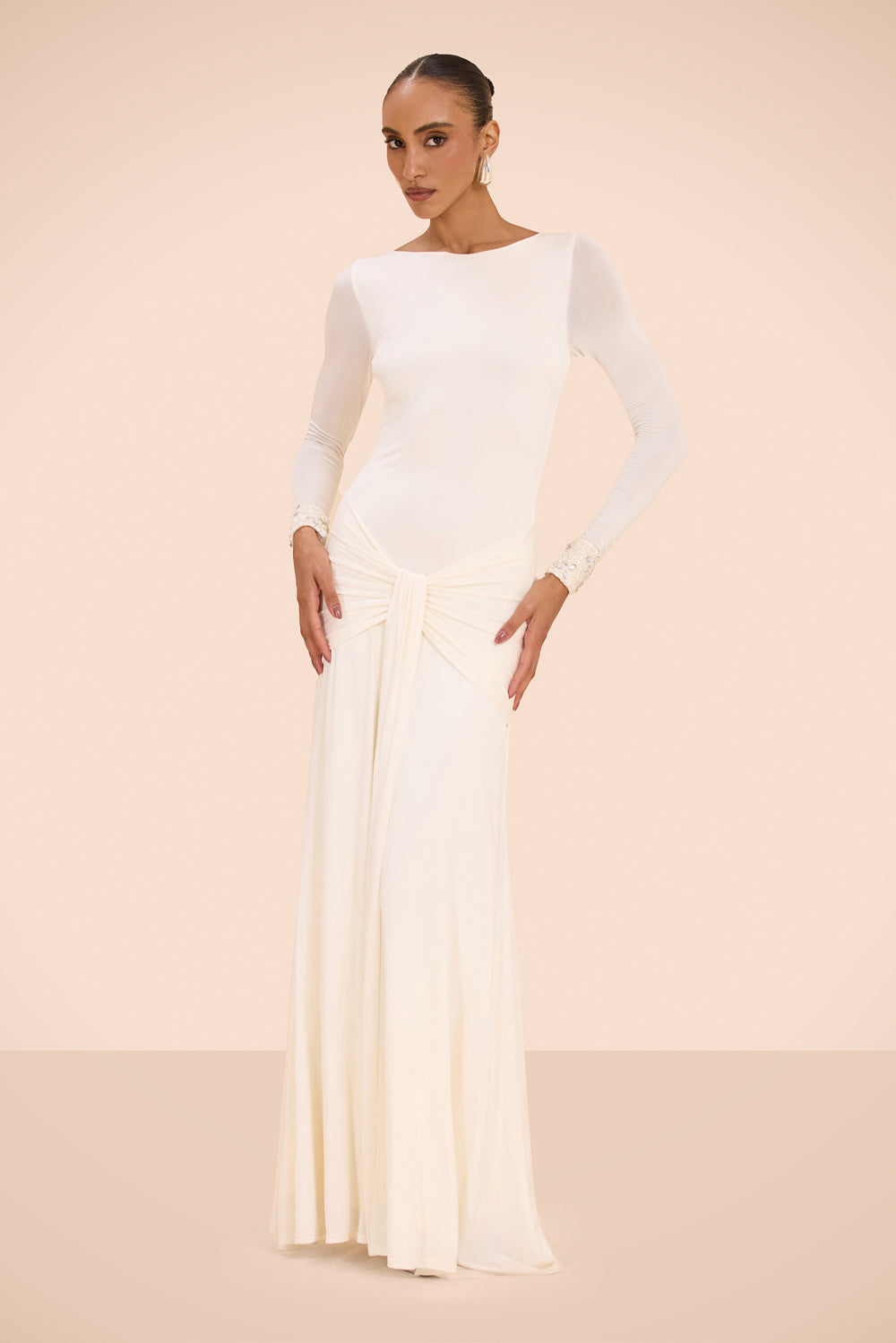 VESTIDO LONGO JERSEY INTENSITY OFF WHITE