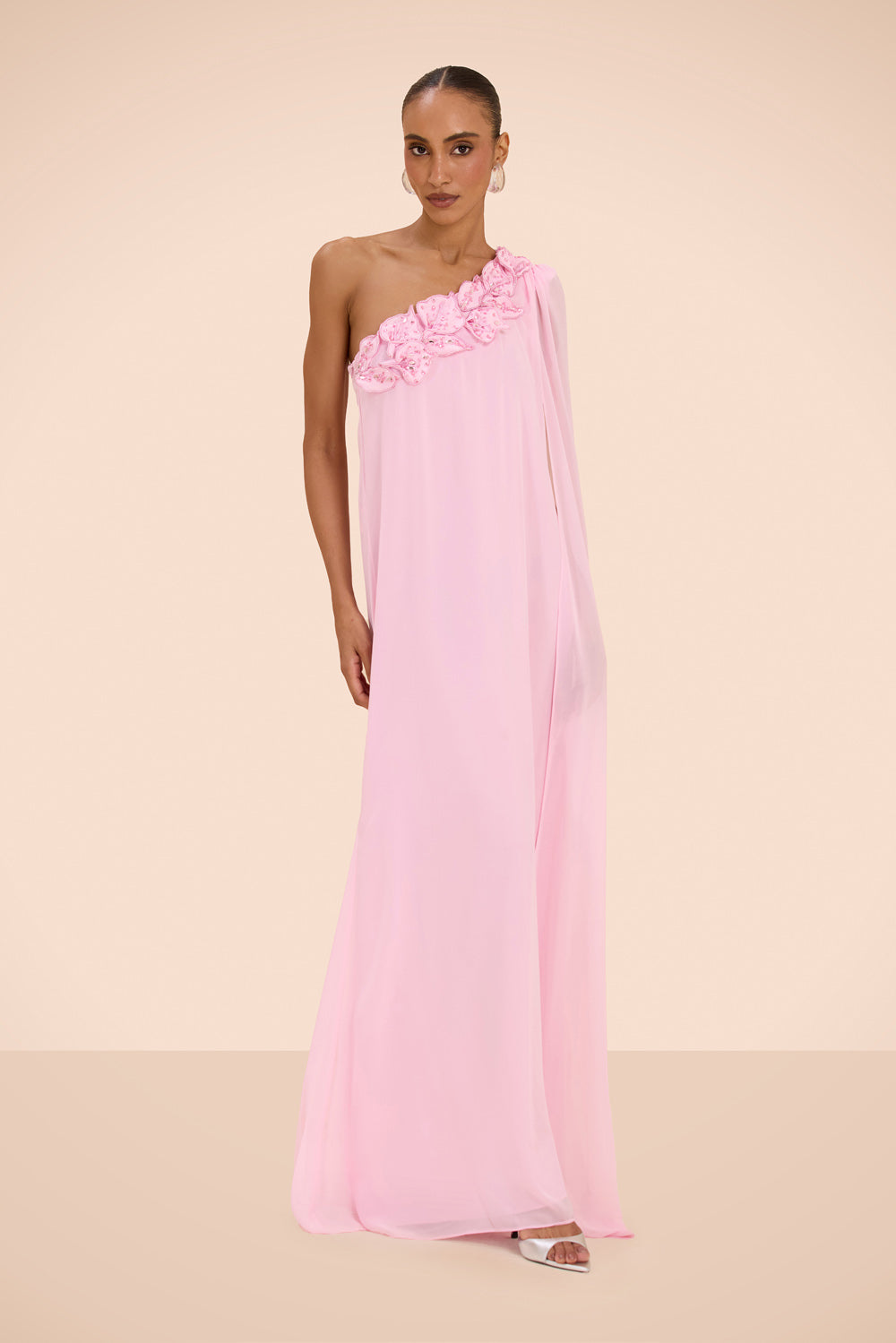 VESTIDO LONGO CHIFFON CANDY ROSA CLARO