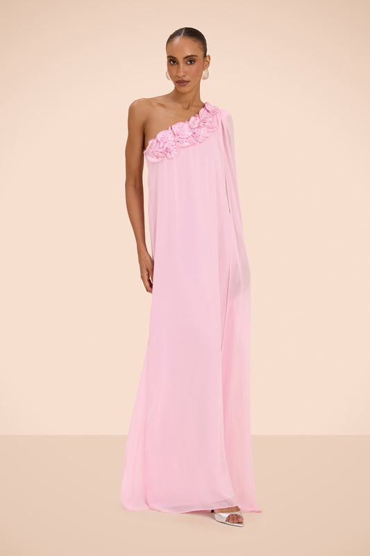 VESTIDO LONGO CHIFFON CANDY ROSA CLARO
