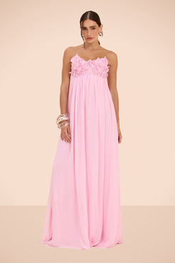 VESTIDO LONGO CHIFFON CANDY ROSA CLARO