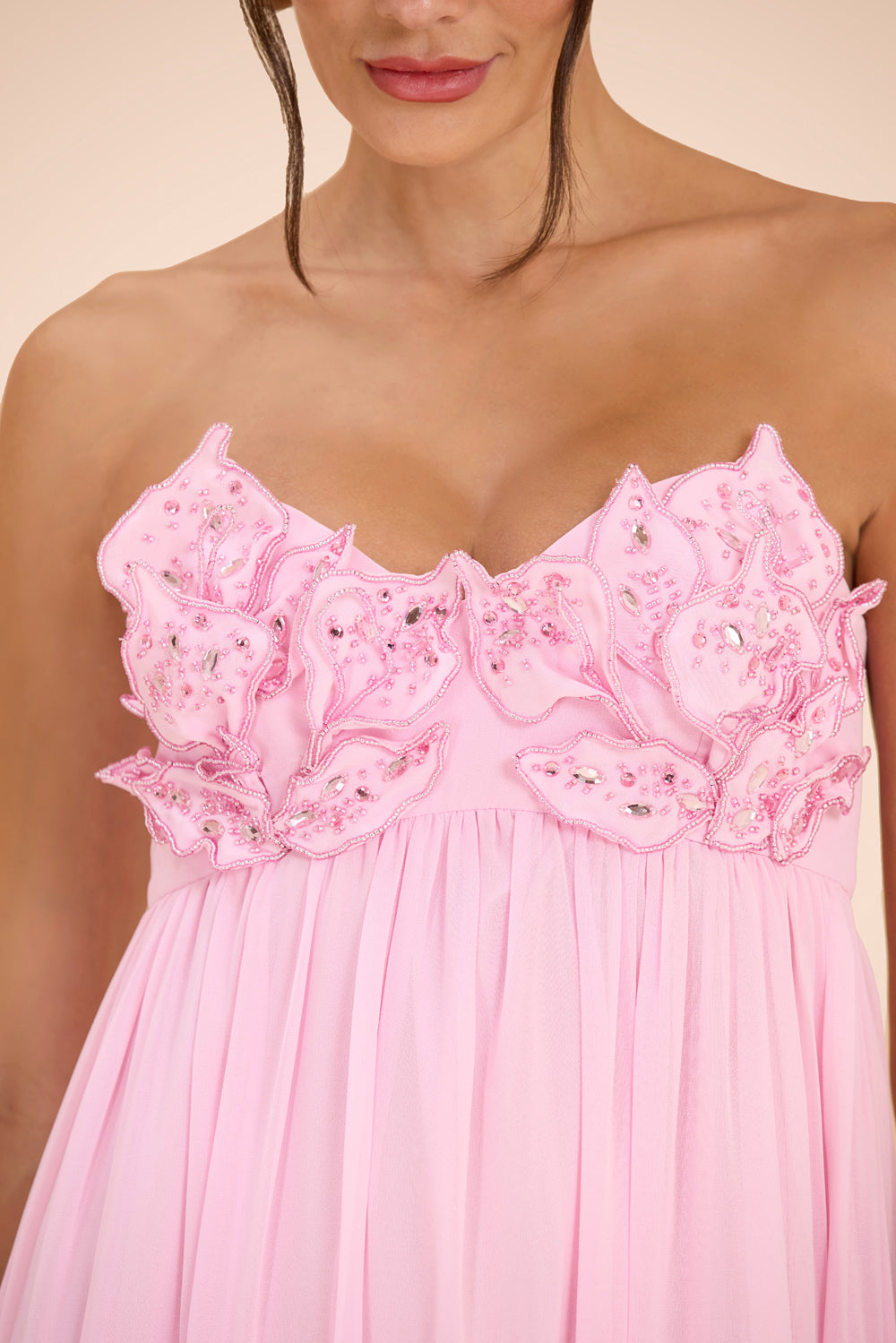 VESTIDO LONGO CHIFFON CANDY ROSA CLARO