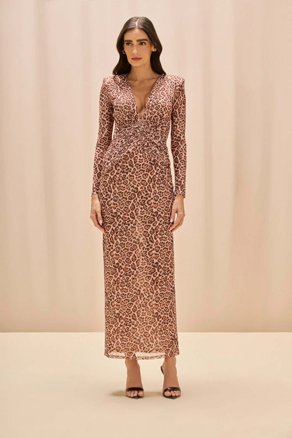 VESTIDO LONGO PANTHERA MARROM