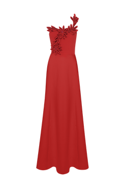VESTIDO LONGO CREPE DHALIA VERMELHO