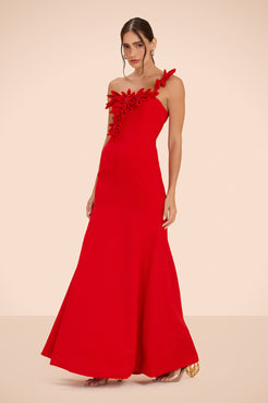 VESTIDO LONGO CREPE DHALIA VERMELHO