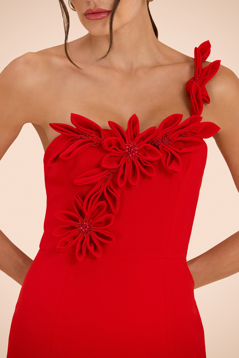 VESTIDO LONGO CREPE DHALIA VERMELHO