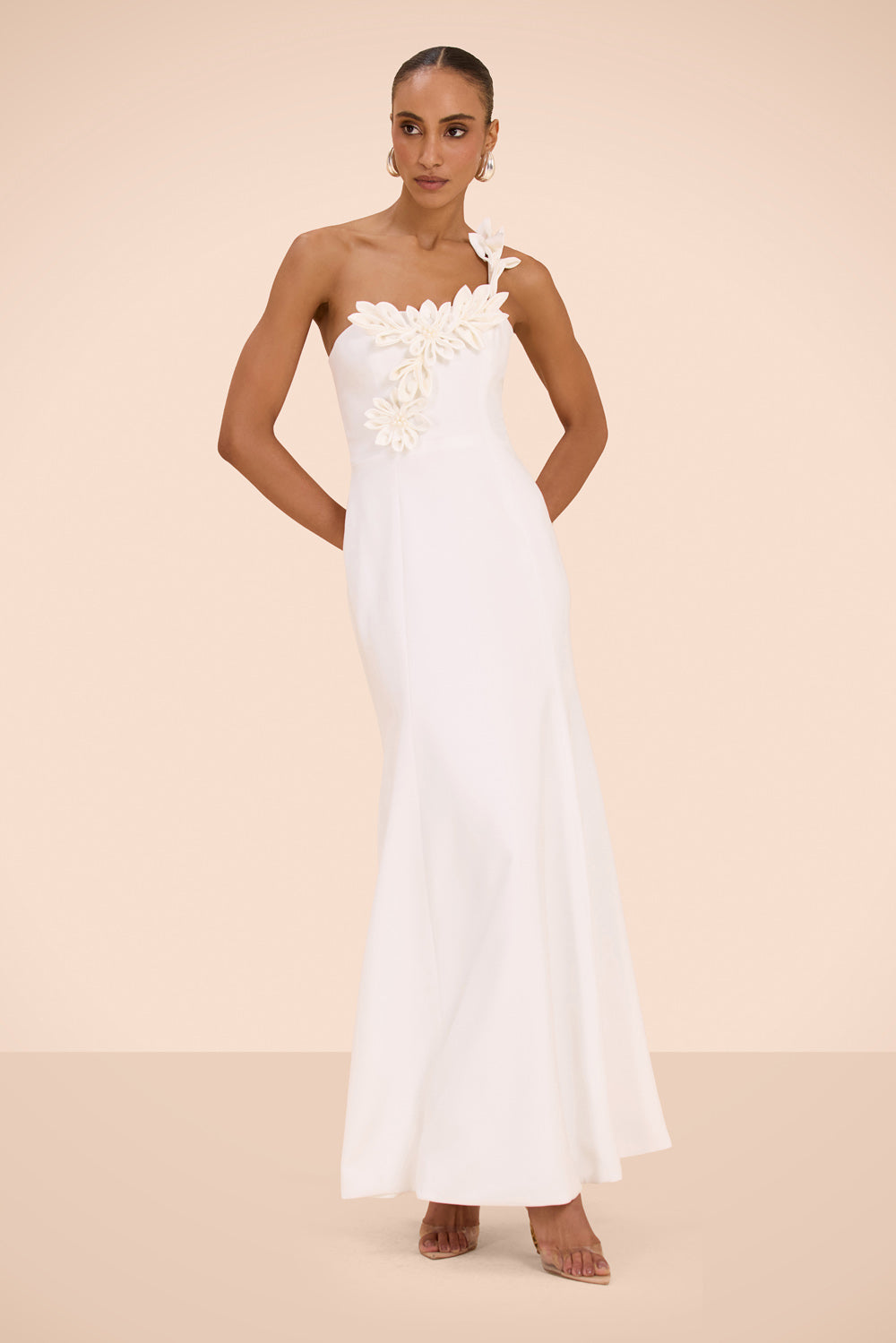 VESTIDO LONGO CREPE DHALIA OFF WHITE