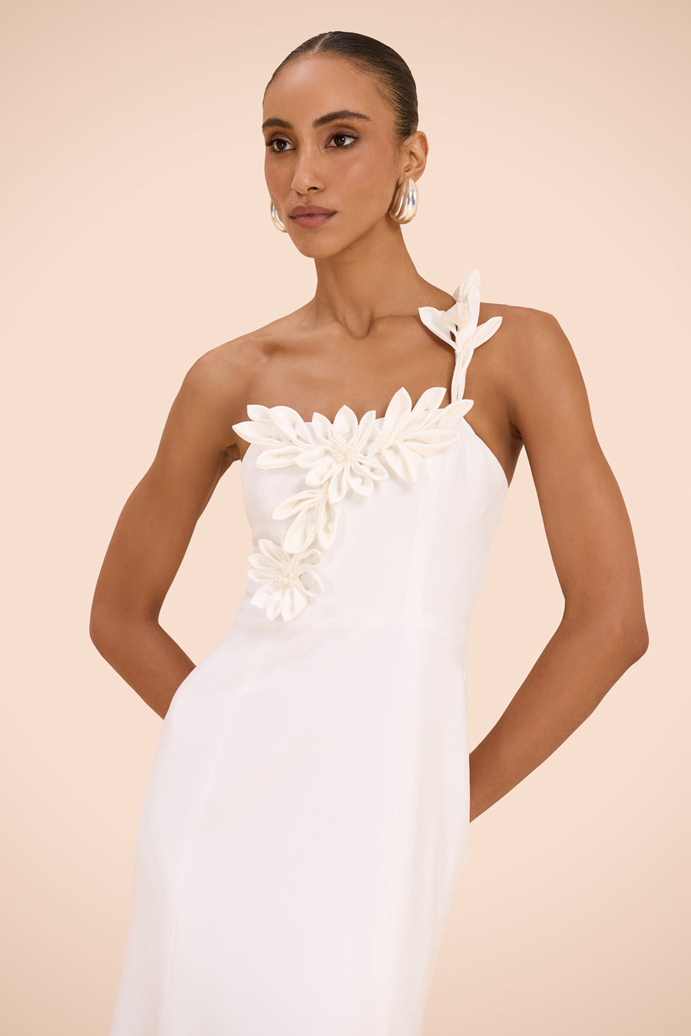 VESTIDO LONGO CREPE DHALIA OFF WHITE