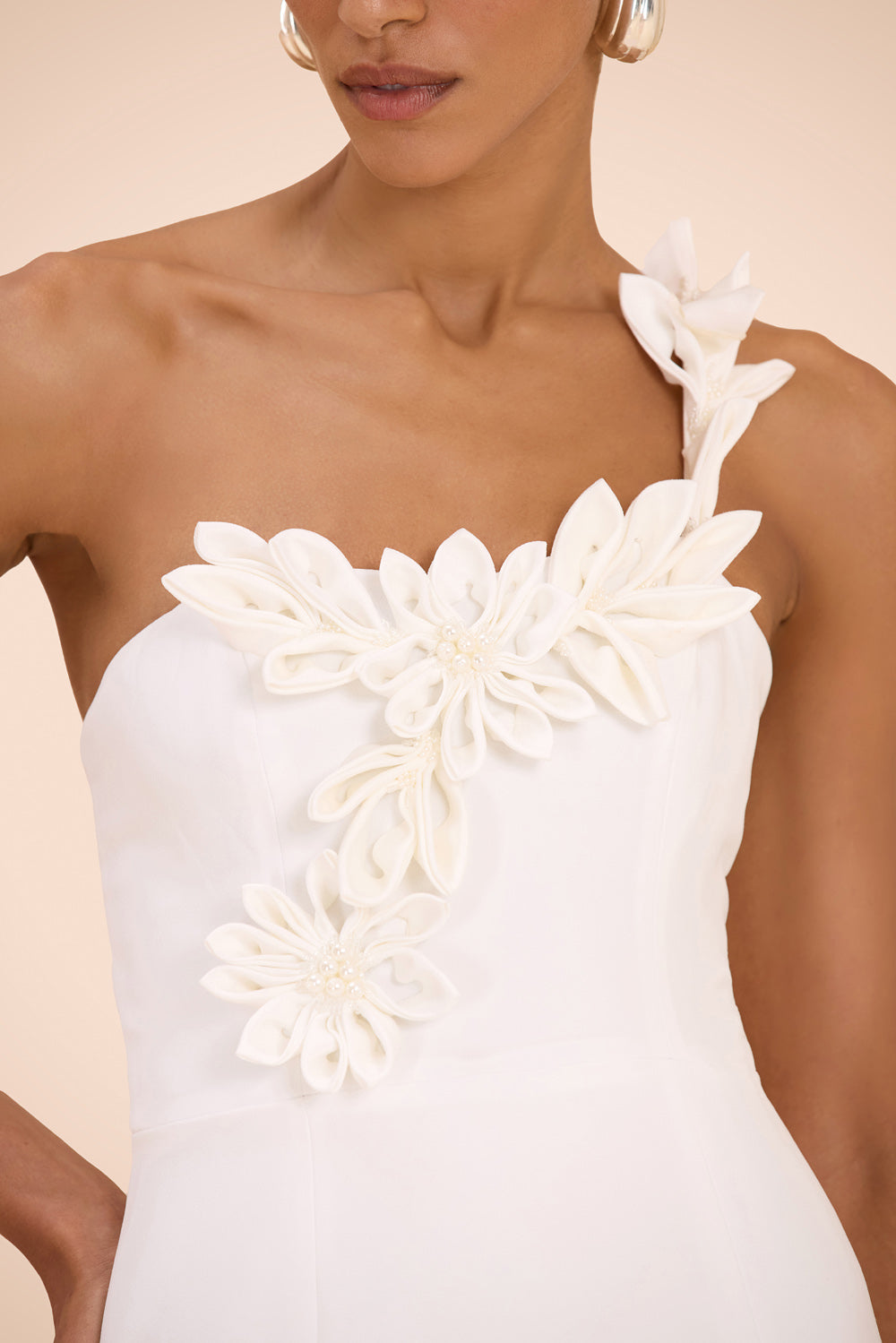 VESTIDO LONGO CREPE DHALIA OFF WHITE