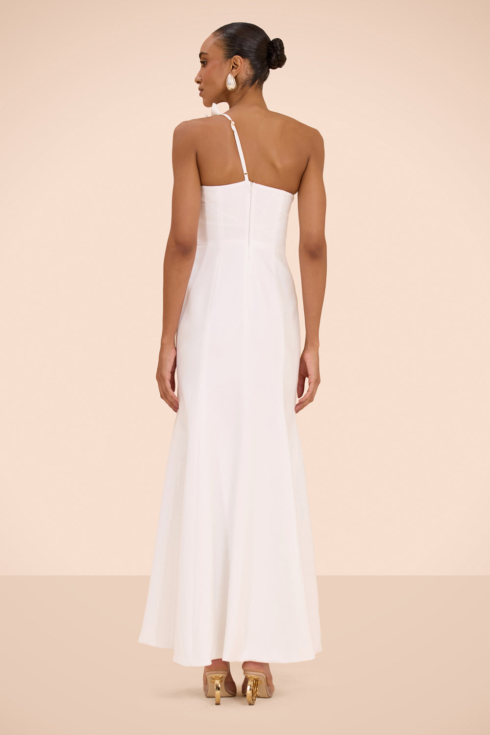 VESTIDO LONGO CREPE DHALIA OFF WHITE