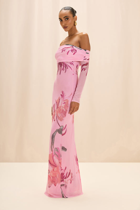 VESTIDO LONGO HONEY FLOWER ROSA