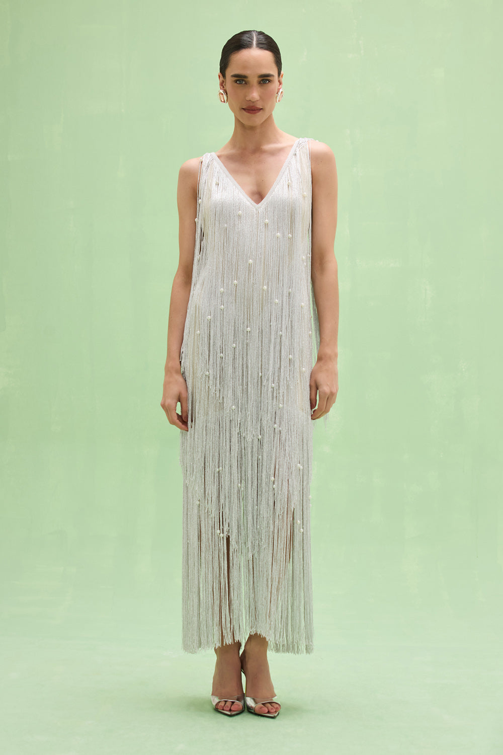 VESTIDO LONGO AUREA CROCHET PRATA