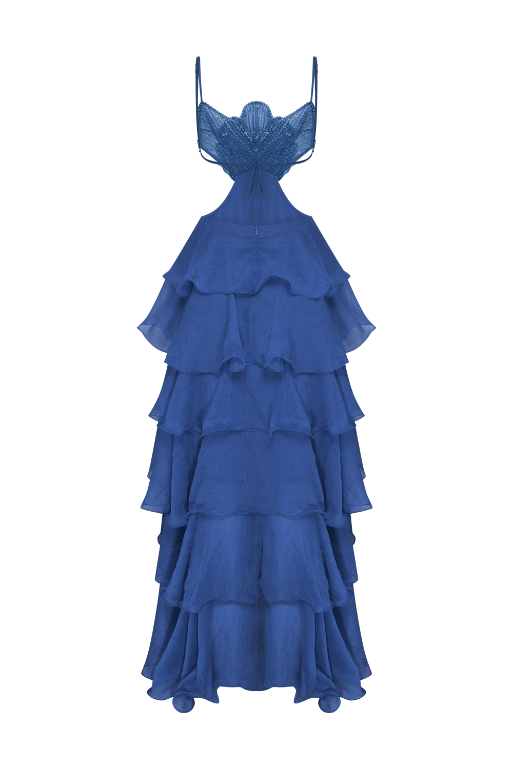 VESTIDO LONGO CHIFFON CARMEN AZUL