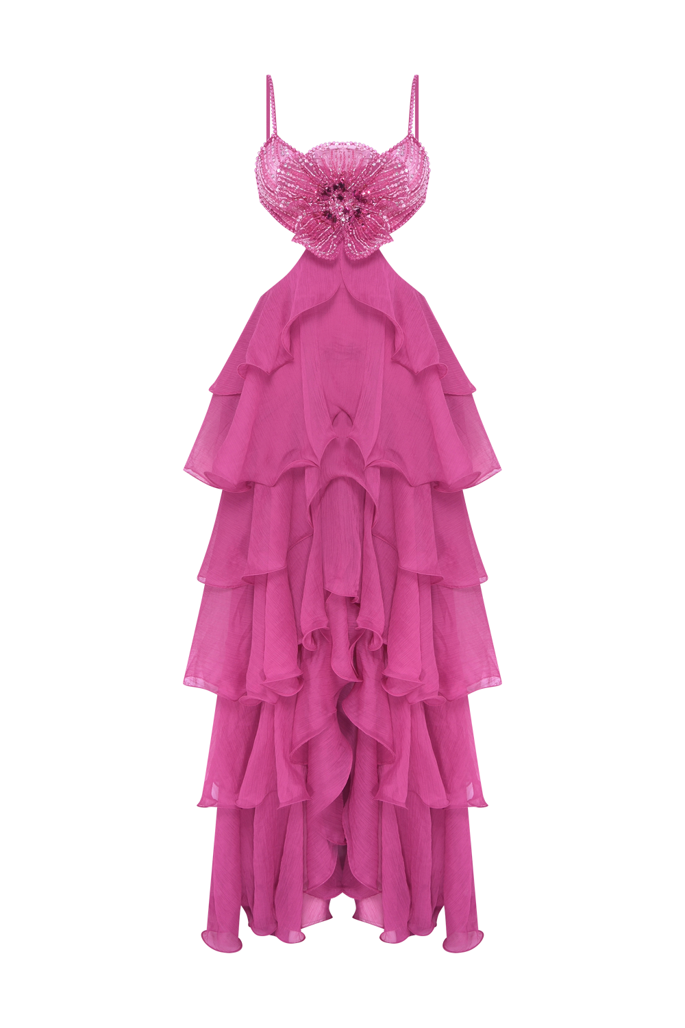 VESTIDO LONGO CHIFFON CARMEN ROSA